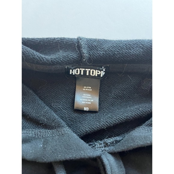 Hot Topic Hoodie Womens M Y2K Grunge Goth Emo Striped Chains Street Black Red - Picture 5 of 10